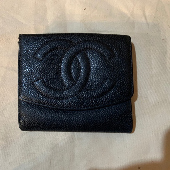 Chanel Black Caviar leather short wallet vintage - Picture 1 of 10